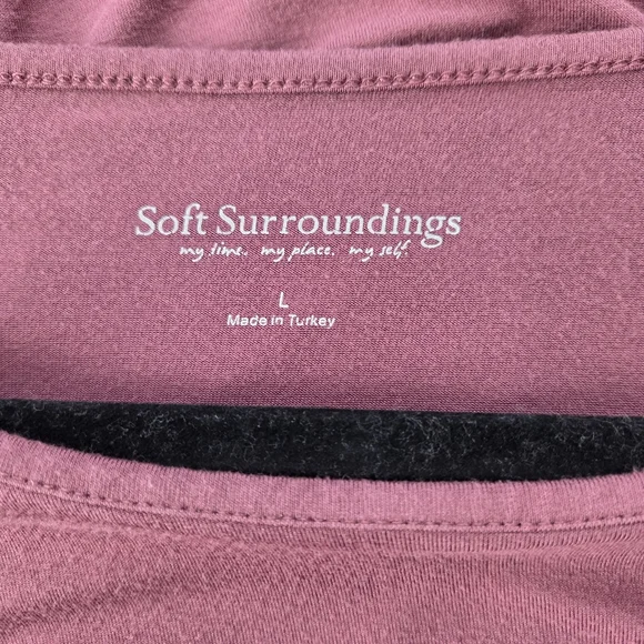 Soft Surroundings Women's Mauve Long Sleeve Top Size Large. Roll Tab Sleeve - Picture 8 of 9